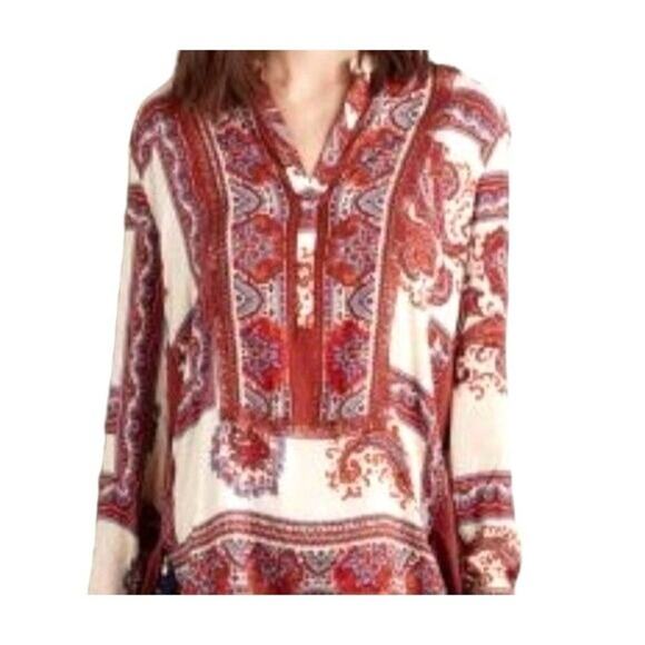Anthropologie · Tiny Nahara Blouse · Rayon Split Neck Boho Paisley Top Small - Picture 1 of 10